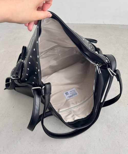 Loueme ショルダーバッグ バッグ ドット柄2WAYリボンショルダーバッグ