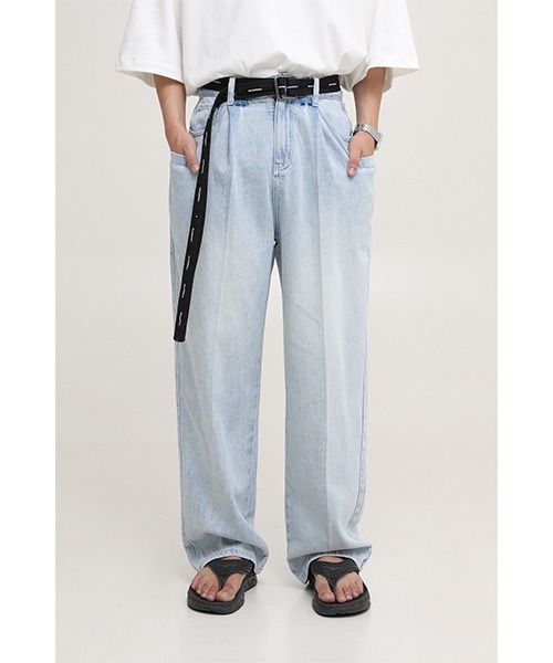 MASONPRINCE ワイドレッグデニムパンツ ライトブルー MASONPRINCE 「MASONPRINCE」 加工デニムパンツ L ライトブルー