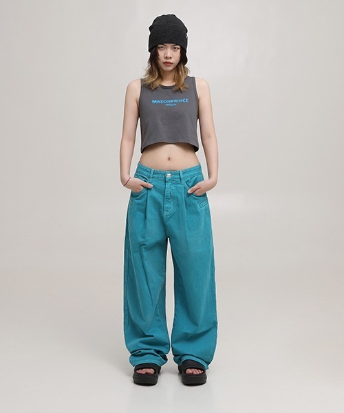MASONPRINCE ワイドレッグデニムパンツ ライトブルー MASONPRINCE 「MASONPRINCE」 加工デニムパンツ L ライトブルー