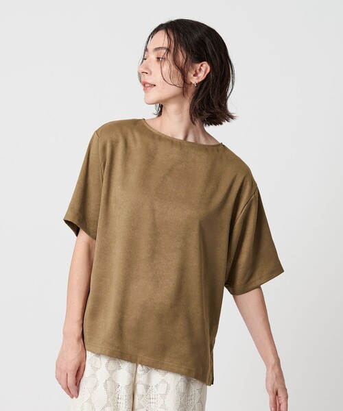 tシャツ ポリエステル スエードライクショートスリーブプルオーバー レディース