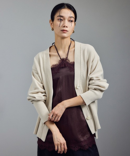 【新品】Vネックカーディガン-CreamyCotton /クリーミーコットン- SALON adam et rope'｜Vネックカーディガン-CreamyCotton /クリーミー