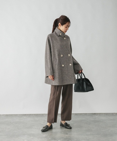 GLOBAL WORK コート チェスターコート 軽やかストレッチ襟2WAY