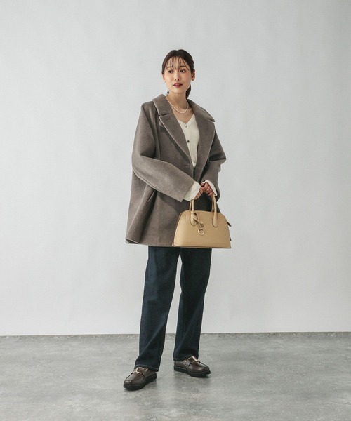 GLOBAL WORK グレー チェスターコート M 軽やかストレッチ 気持ちも。着心地も。軽やかストレッチコート。 | グローバル