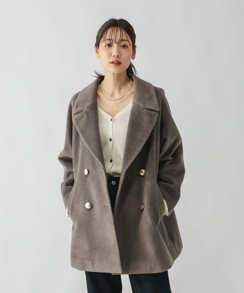 GLOBAL WORK コート チェスターコート 軽やかストレッチ襟2WAY