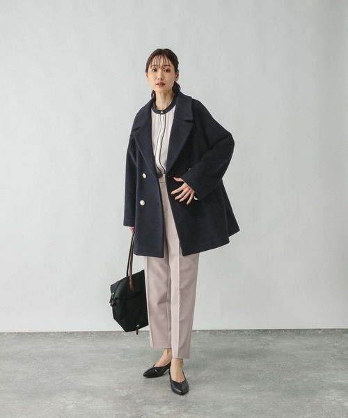 GLOBAL WORK コート チェスターコート 軽やかストレッチ襟2WAY