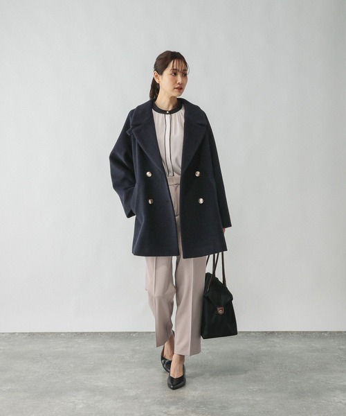 GLOBAL WORK 軽やかストレッチ衿2wayコート ブラック 楽天市場】【SALE／10%OFF】軽やかストレッチ衿2WAYコート