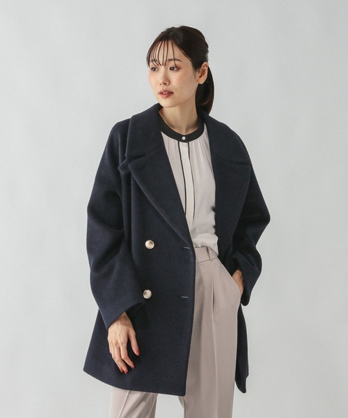 GLOBAL WORK コート チェスターコート 軽やかストレッチ襟2WAY