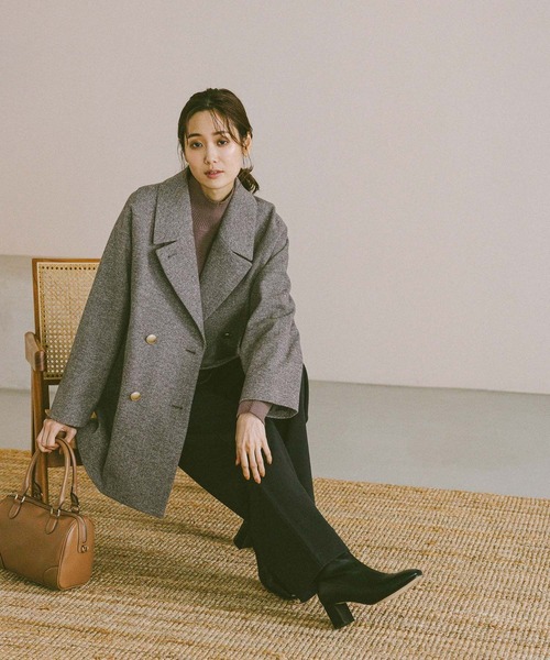 GLOBAL WORK コート チェスターコート 軽やかストレッチ襟2WAY