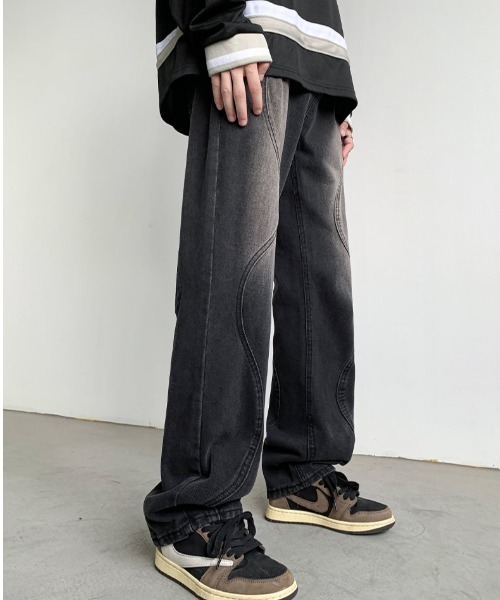 「MGV」 加工デニムパンツ LARGE ブラック メンズ