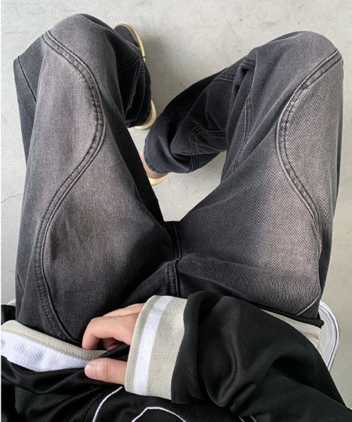 「MGV」 加工デニムパンツ LARGE ブラック メンズ