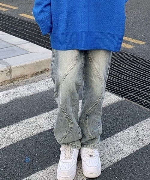 「MGV」 加工デニムパンツ LARGE ブラック メンズ