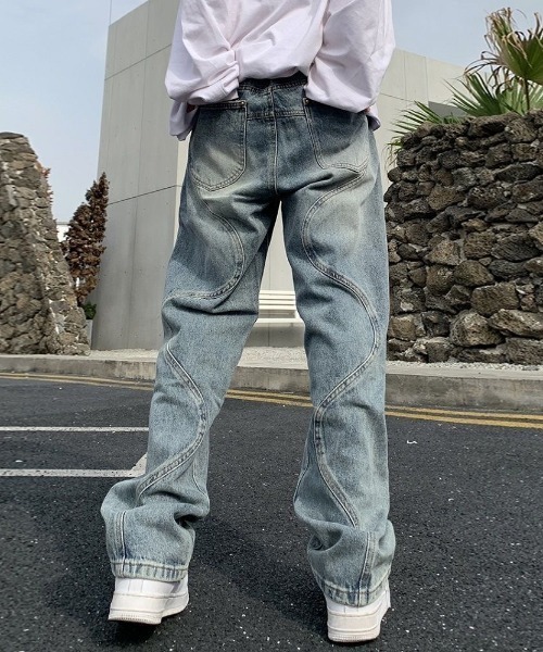 「MGV」 加工デニムパンツ LARGE ブラック メンズ