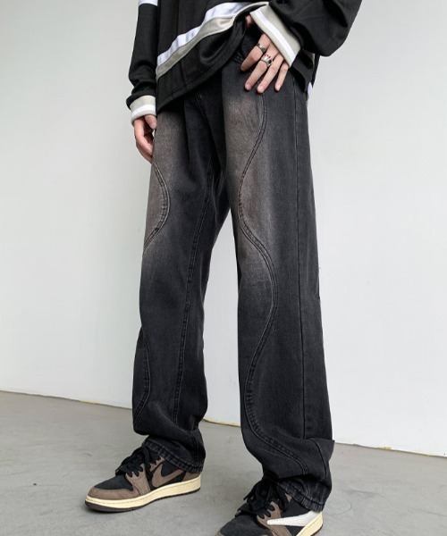 「MGV」 加工デニムパンツ LARGE ブラック メンズ