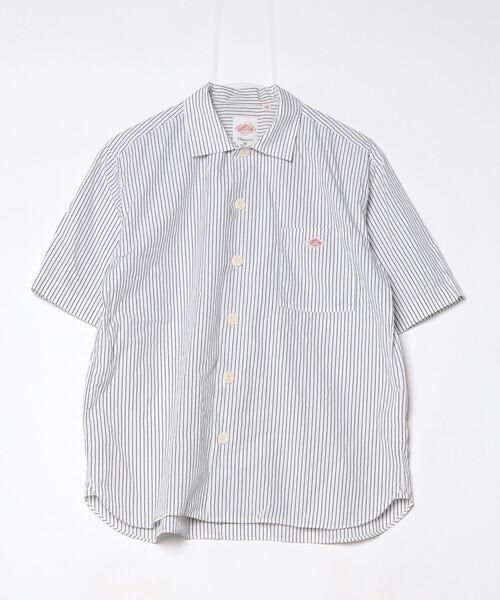 Danton 「DANTON」 ストライプ柄半袖シャツ 38 ホワイト