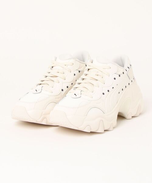 「PUMA」 ローカットスニーカー 24.5cm アイボリー レディース