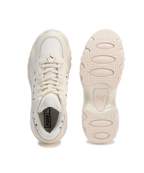 「PUMA」 ローカットスニーカー 24.5cm アイボリー レディース