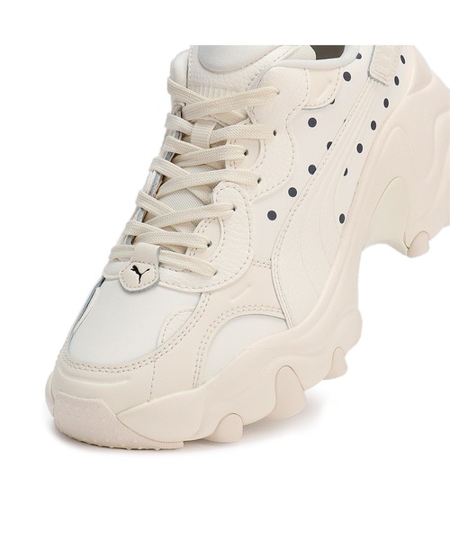 「PUMA」 ローカットスニーカー 24.5cm アイボリー レディース
