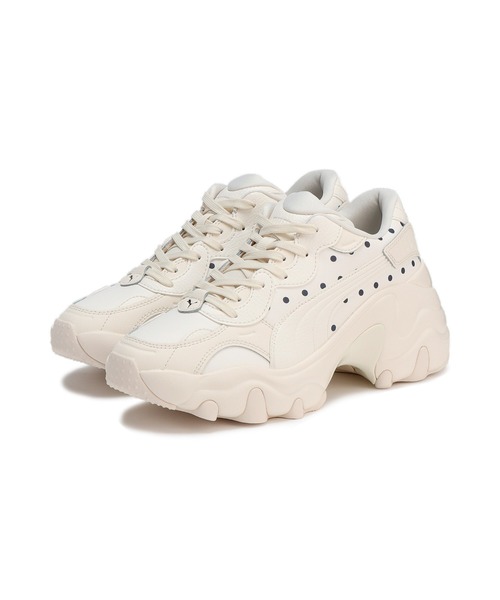 「PUMA」 ローカットスニーカー 24.5cm アイボリー レディース