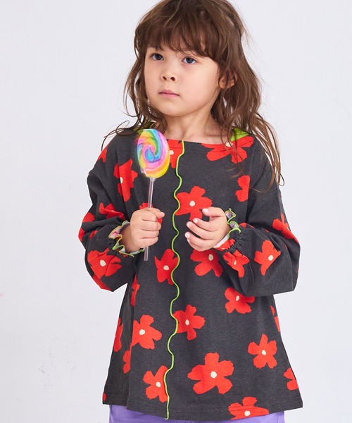 MARKEY'S（マーキーズ） tシャツ 総柄フレアスリーブカットソー キッズ