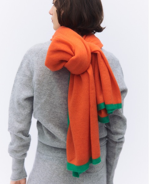 elegancese エレガンセーゼ　カシミヤマフラー　　　オレンジ　イエロー Elegancese ストール マフラー 「elegancese」diamond knit scarf