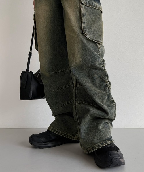 「callautia」 加工デニムパンツ SMALL ブルー レディース