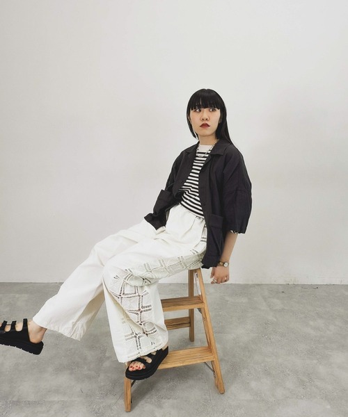 「niko and...」 半袖シャツ MEDIUM サックスブルー レディース_画像7