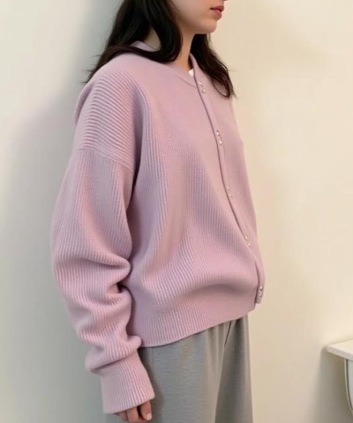 【新品】ロージーモンスター  リブニット カーディガン ピンク フロントリボンモヘアニットカーディガン｜INGNI(イング) 公式通販