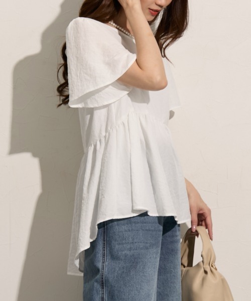 「nissen」 「Amourire」半袖ブラウス L ラベンダー レディース_画像3