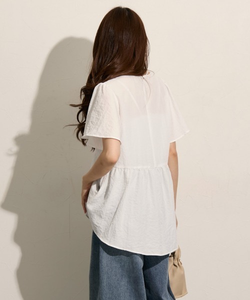 「nissen」 「Amourire」半袖ブラウス L ラベンダー レディース_画像4