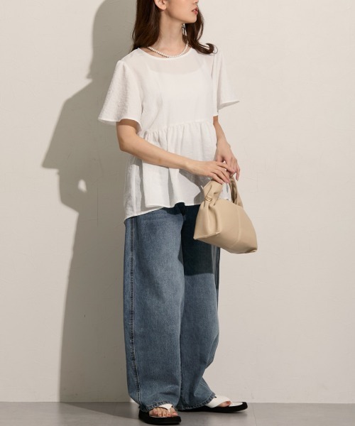 「nissen」 「Amourire」半袖ブラウス L ラベンダー レディース_画像5