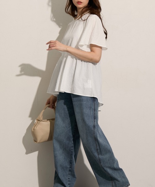 「nissen」 「Amourire」半袖ブラウス L ラベンダー レディース_画像6