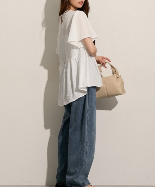 「nissen」 「Amourire」半袖ブラウス L ラベンダー レディース_画像7