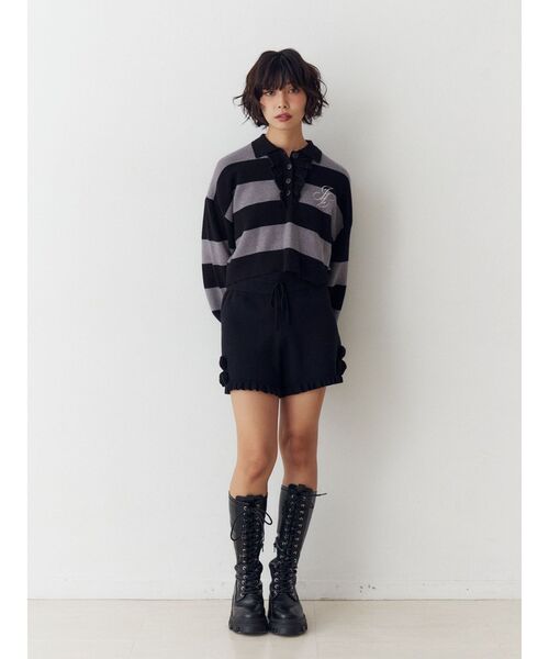 jouetie（ジュエティ） パンツ ローズモチーフニットショーパン