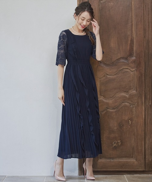 「DRESS PLUS」 半袖ワンピース M ピンクベージュ レディース_画像2