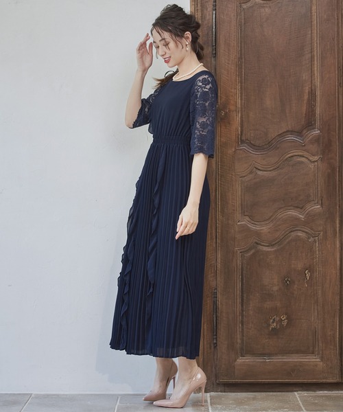 「DRESS PLUS」 半袖ワンピース M ピンクベージュ レディース_画像3