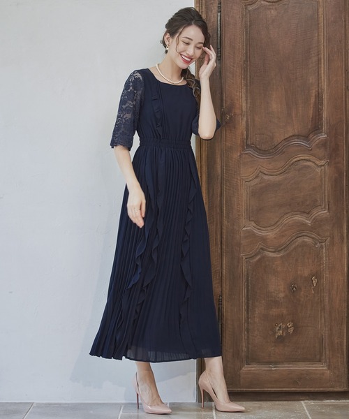 「DRESS PLUS」 半袖ワンピース M ピンクベージュ レディース_画像4