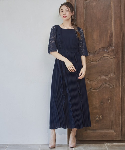 「DRESS PLUS」 半袖ワンピース M ピンクベージュ レディース_画像5