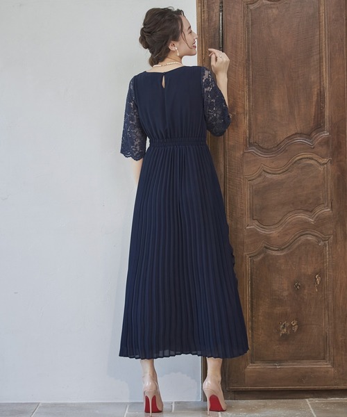 「DRESS PLUS」 半袖ワンピース M ピンクベージュ レディース_画像8