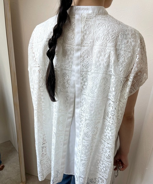 「LHELBIE」 半袖ブラウス M オフホワイト レディース_画像3