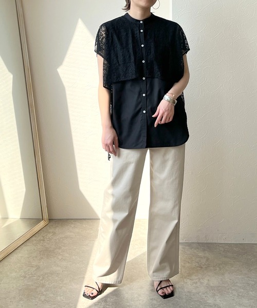 「LHELBIE」 半袖ブラウス M オフホワイト レディース_画像7