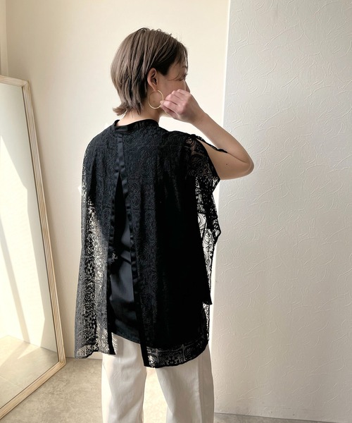 「LHELBIE」 半袖ブラウス M オフホワイト レディース_画像9