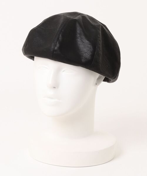 polcadot（ポルカドット） 帽子 ベレー帽 フェイクレザーベレー帽