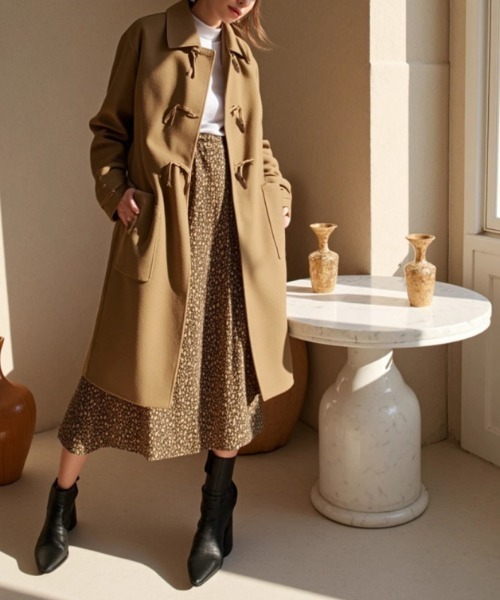 D&G /ツイード ダッフル ジャケットコート 茶系 国内正規品 a442 日本製］ITALYミックスウールツイードロングコート | GIANNI LO