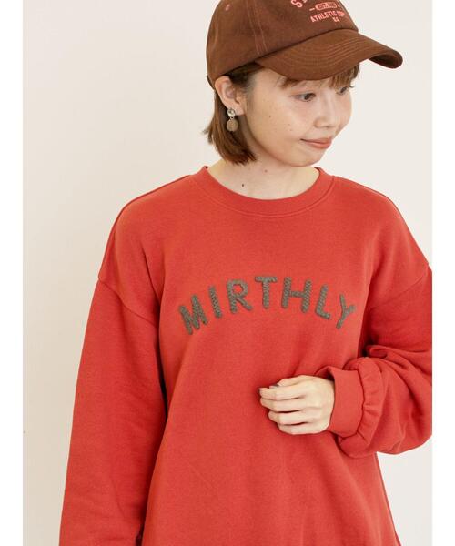 Samansa Mos2（サマンサモスモス） tシャツ 飛び裏毛ざっくり刺繍ロゴ