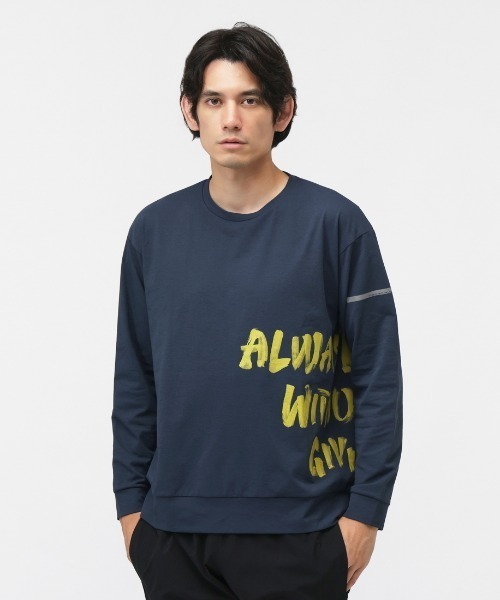 TIGORA（ティゴラ） tシャツ ランニング メッセージロゴ長袖Tシャツ