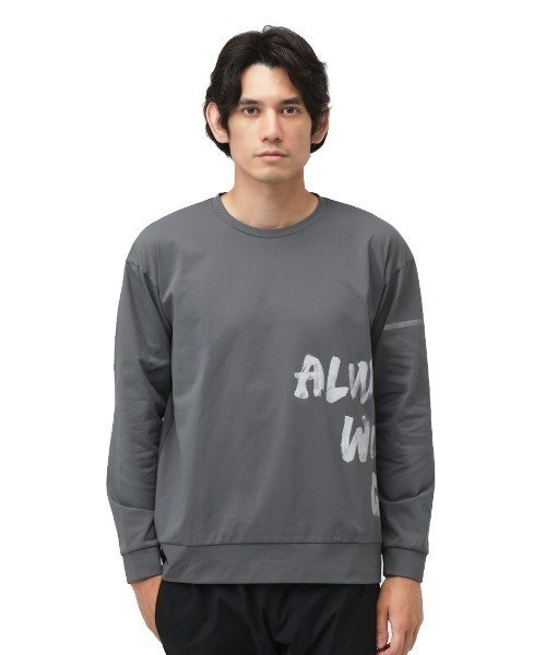 TIGORA（ティゴラ） tシャツ ランニング メッセージロゴ長袖Tシャツ