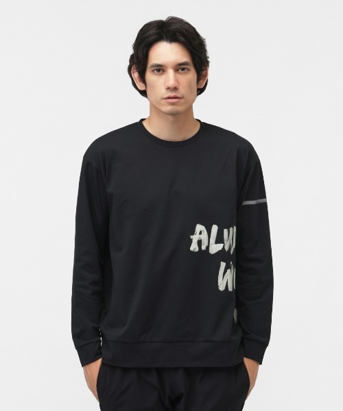TIGORA（ティゴラ） tシャツ ランニング メッセージロゴ長袖Tシャツ