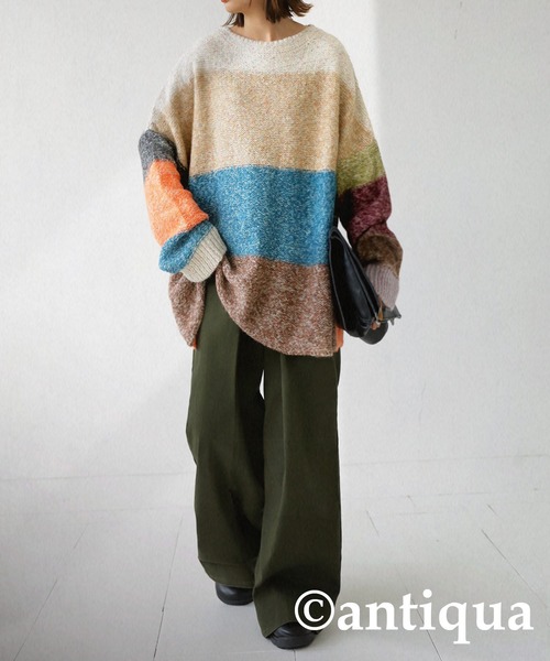 「antiqua」 長袖ニット FREE ベージュ レディース_画像9