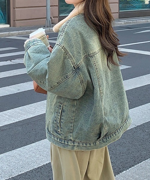 Eimee Law ボアドッキングデニムジャケット emi+ デニムジャケット gジャン ボアドッキングデニムジャケット