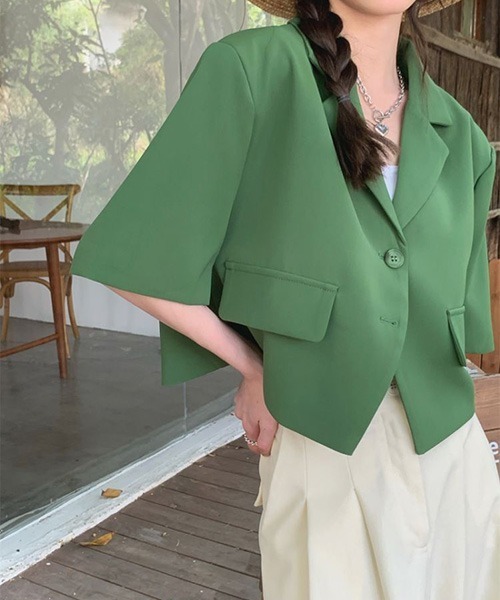 「SONA」 「oil rice」テーラードジャケット FREE グリーン レディース_画像8